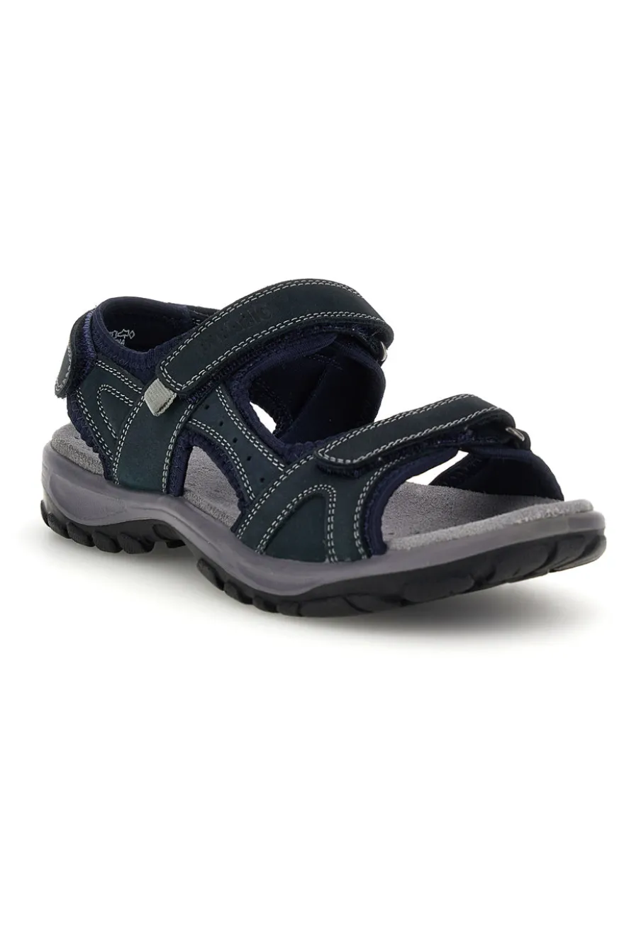 Sandali blu in vera pelle con strappi in velcro Fly dinamic FD54