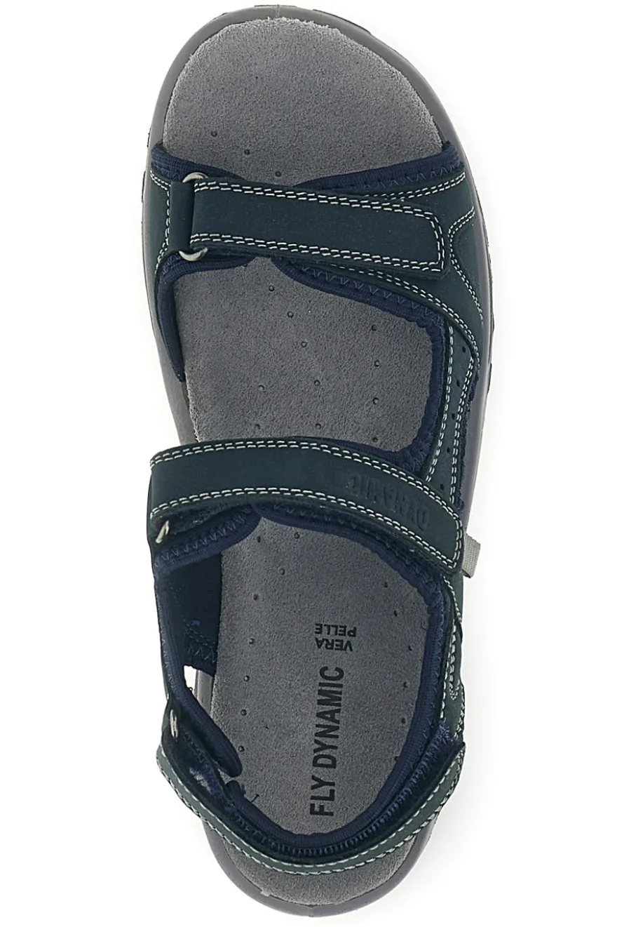 Sandali blu in vera pelle con strappi in velcro Fly dinamic FD54