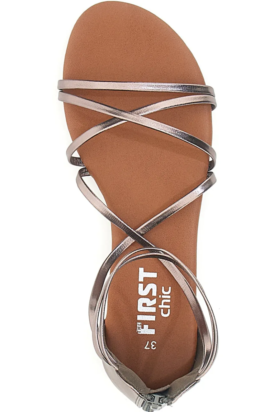 Sandali Bronzo Con Suola Flat The First Chic 1211