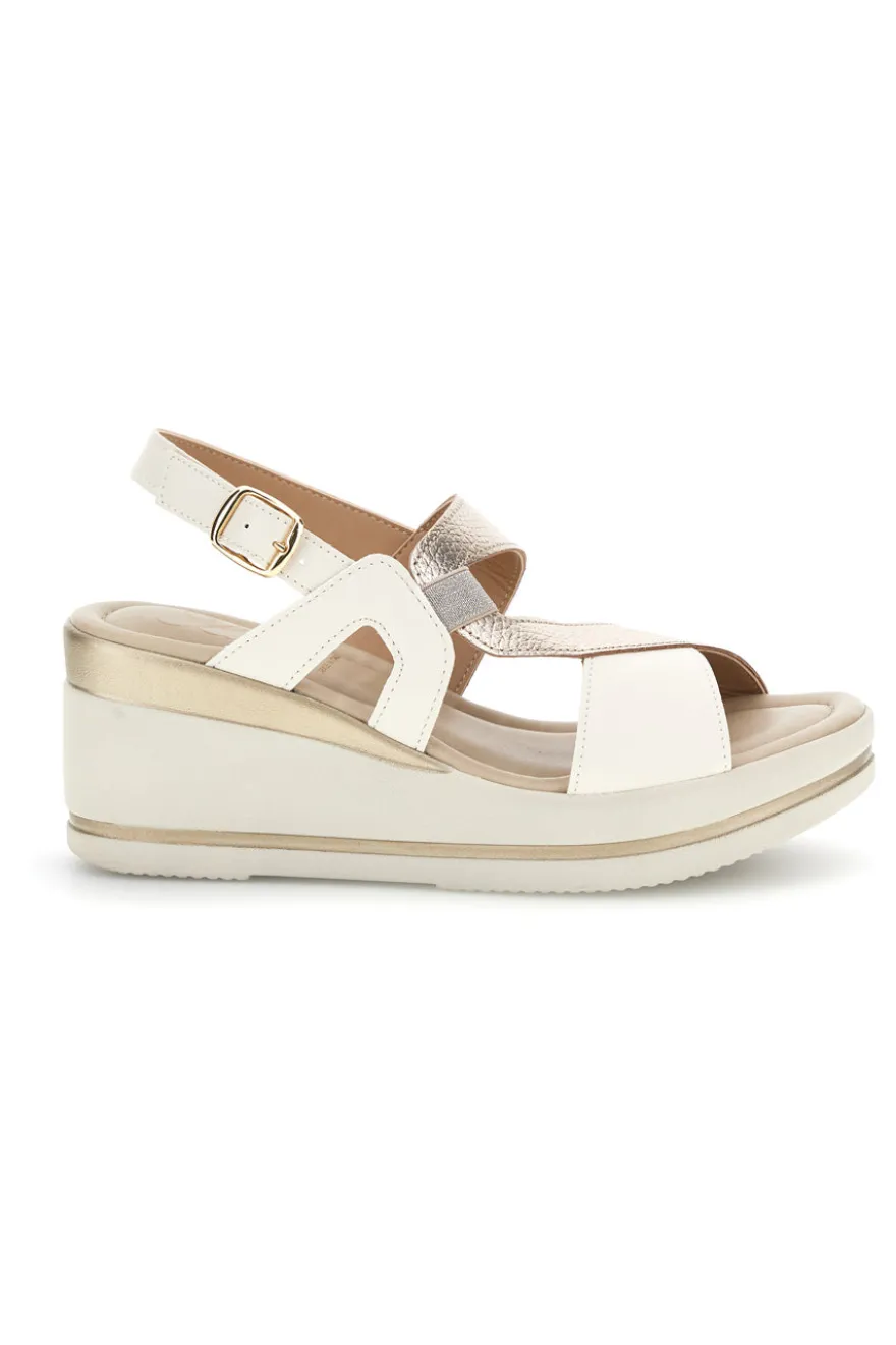 Sandali burro champagne con zeppa Pittarello look MK3313258
