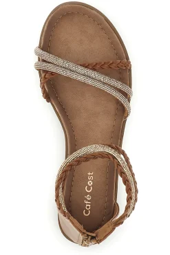 Sandali camel con cinturino alto e dettagli brillanti Cafè cost RH5