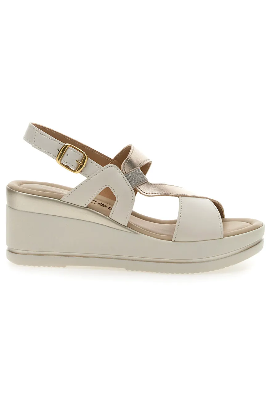 Sandali Champagne con Zeppa 7cm PITTARELLO LOOK MK3313258
