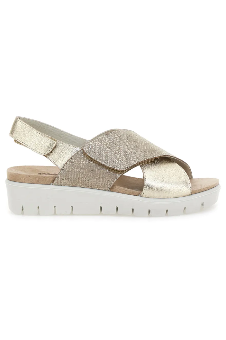 Sandali Champagne In Pelle Made in Italy Imac 7582403035713