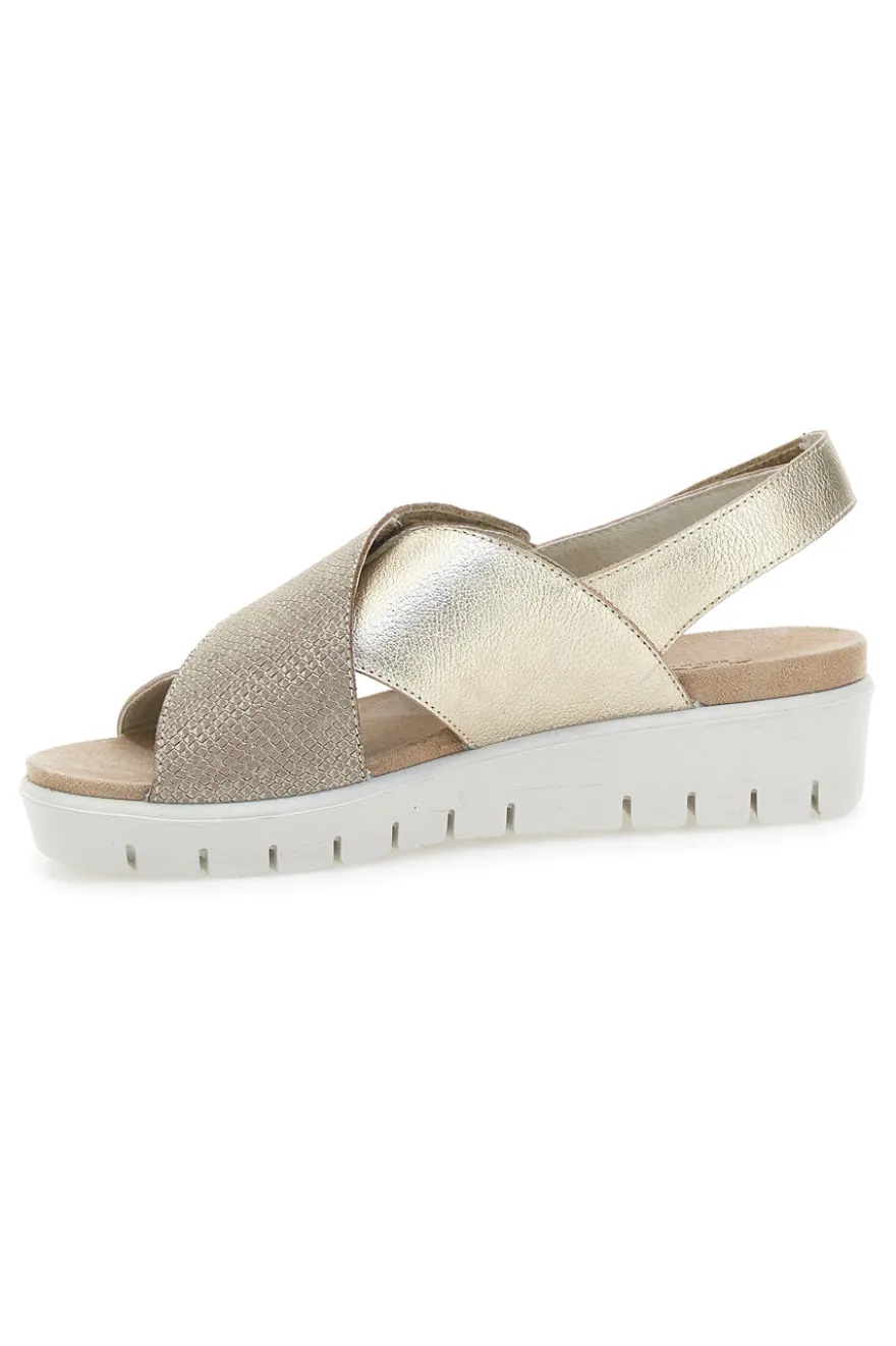 Sandali Champagne In Pelle Made in Italy Imac 7582403035713