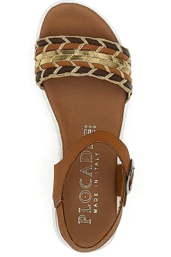 Sandali Cognac con Cinturino Prodotto Italiano Plocadi 021