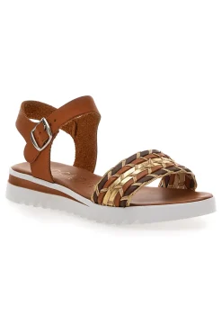 Sandali Cognac con Cinturino Prodotto Italiano Plocadi 021