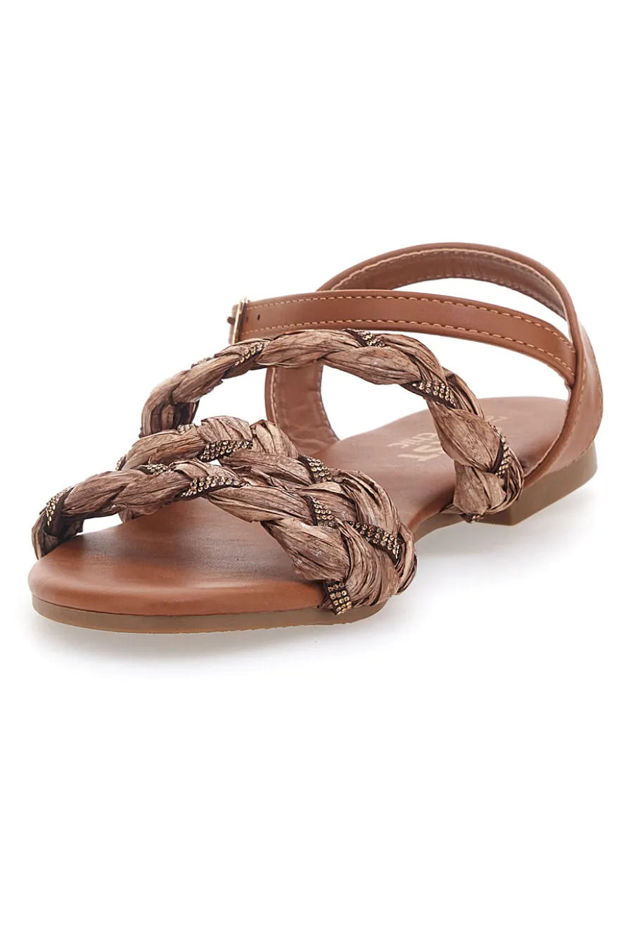 Sandali Cognac con Trecce The First Chic 003