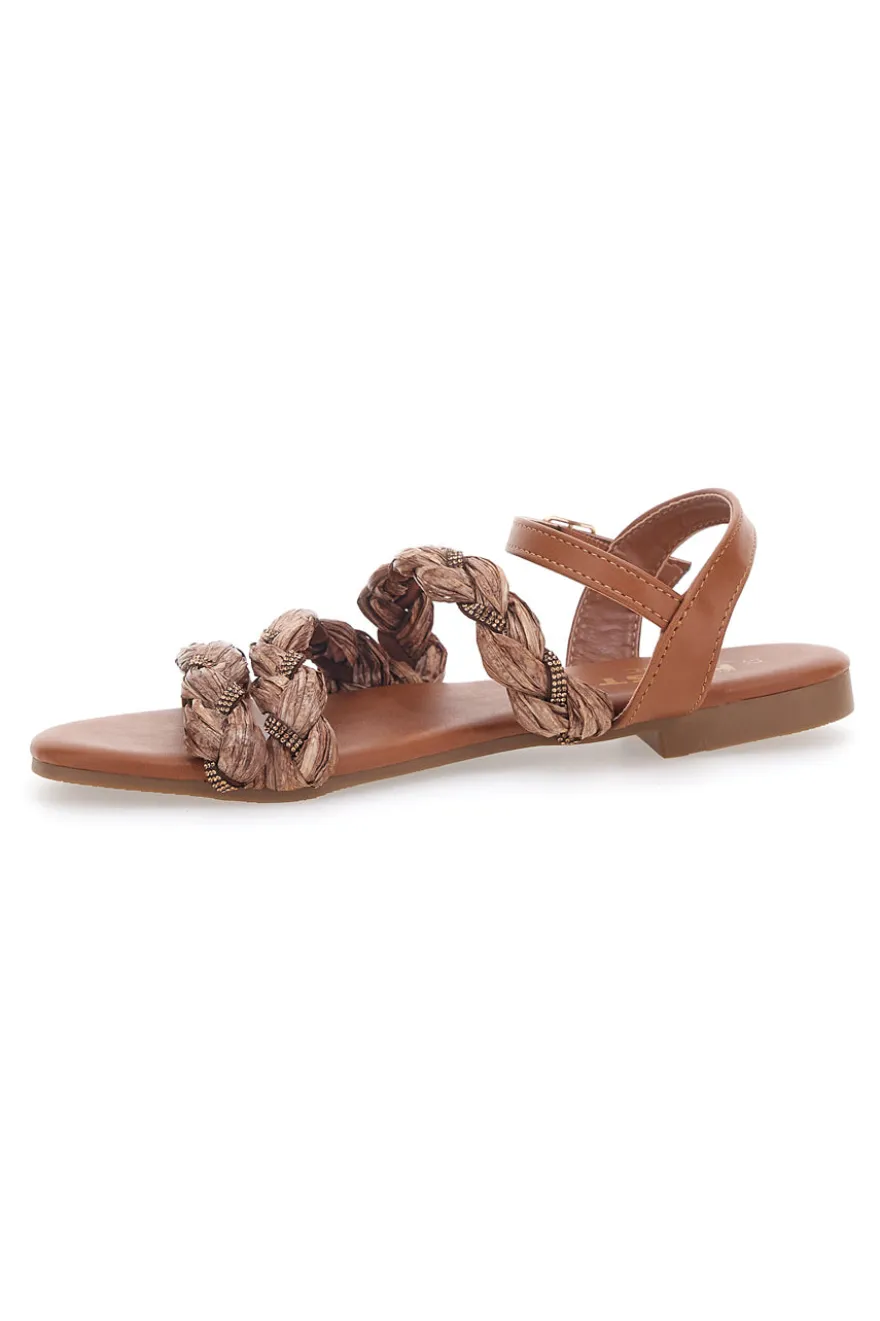 Sandali Cognac con Trecce The First Chic 003