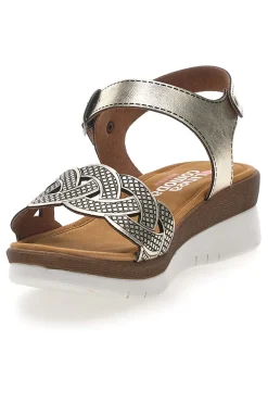 Sandali color platino con plantare comfort Linea Comoda 8068C