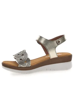 Sandali color platino con plantare comfort Linea Comoda 8068C