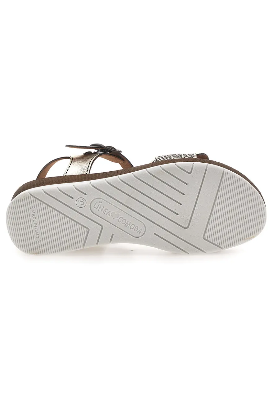 Sandali color platino con plantare comfort Linea Comoda 8068C