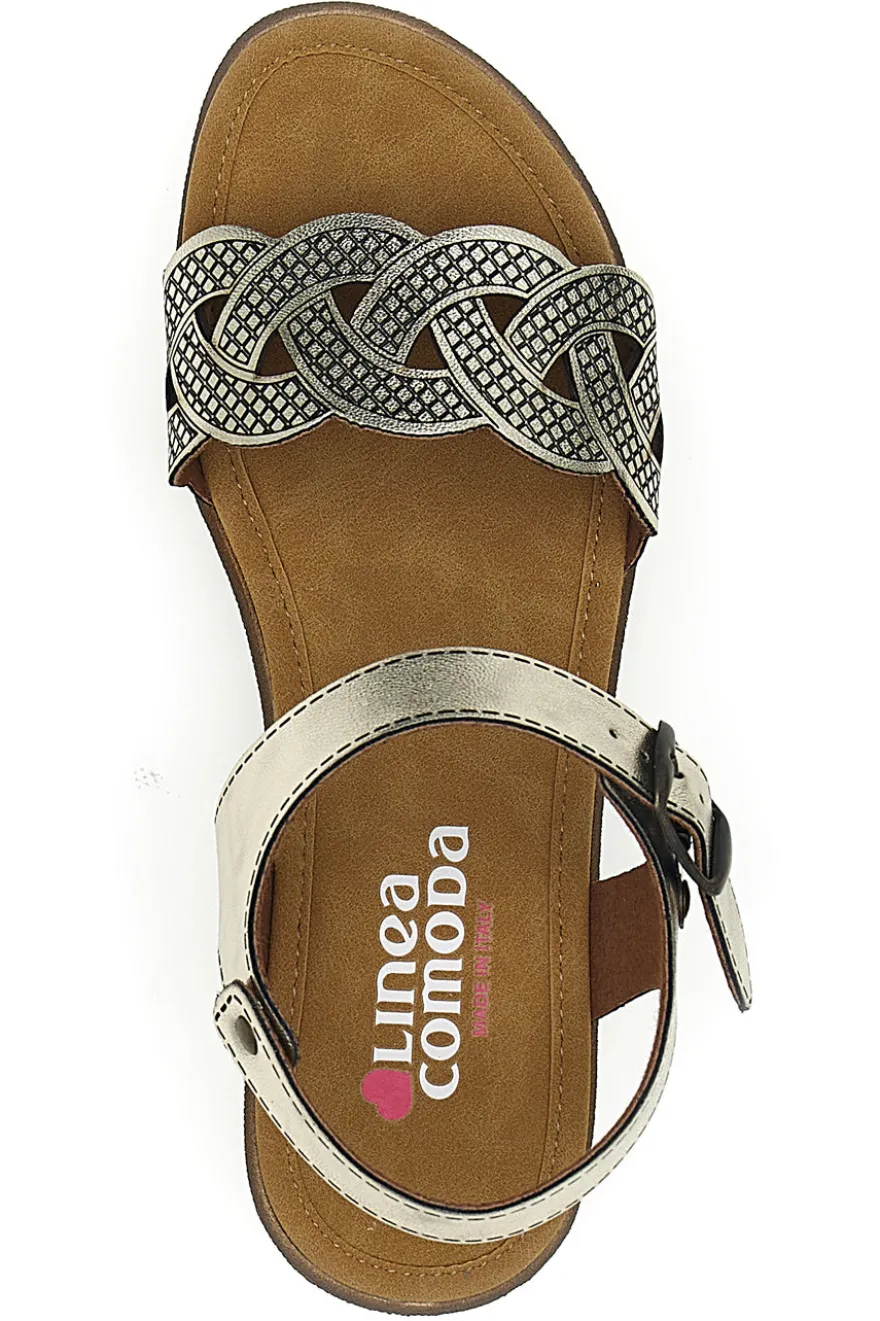 Sandali color platino con plantare comfort Linea Comoda 8068C