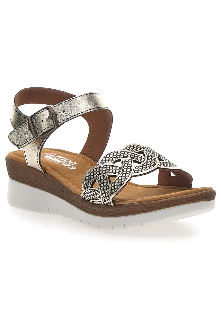 Sandali color platino con plantare comfort Linea Comoda 8068C