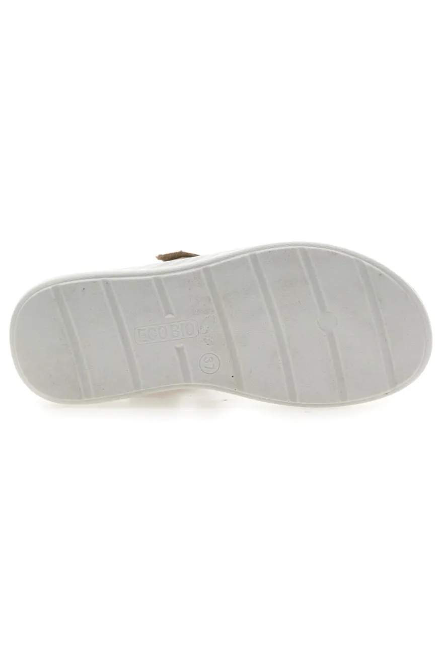 Sandali con Chiusura in Velcro Beige Eco Bio J533338