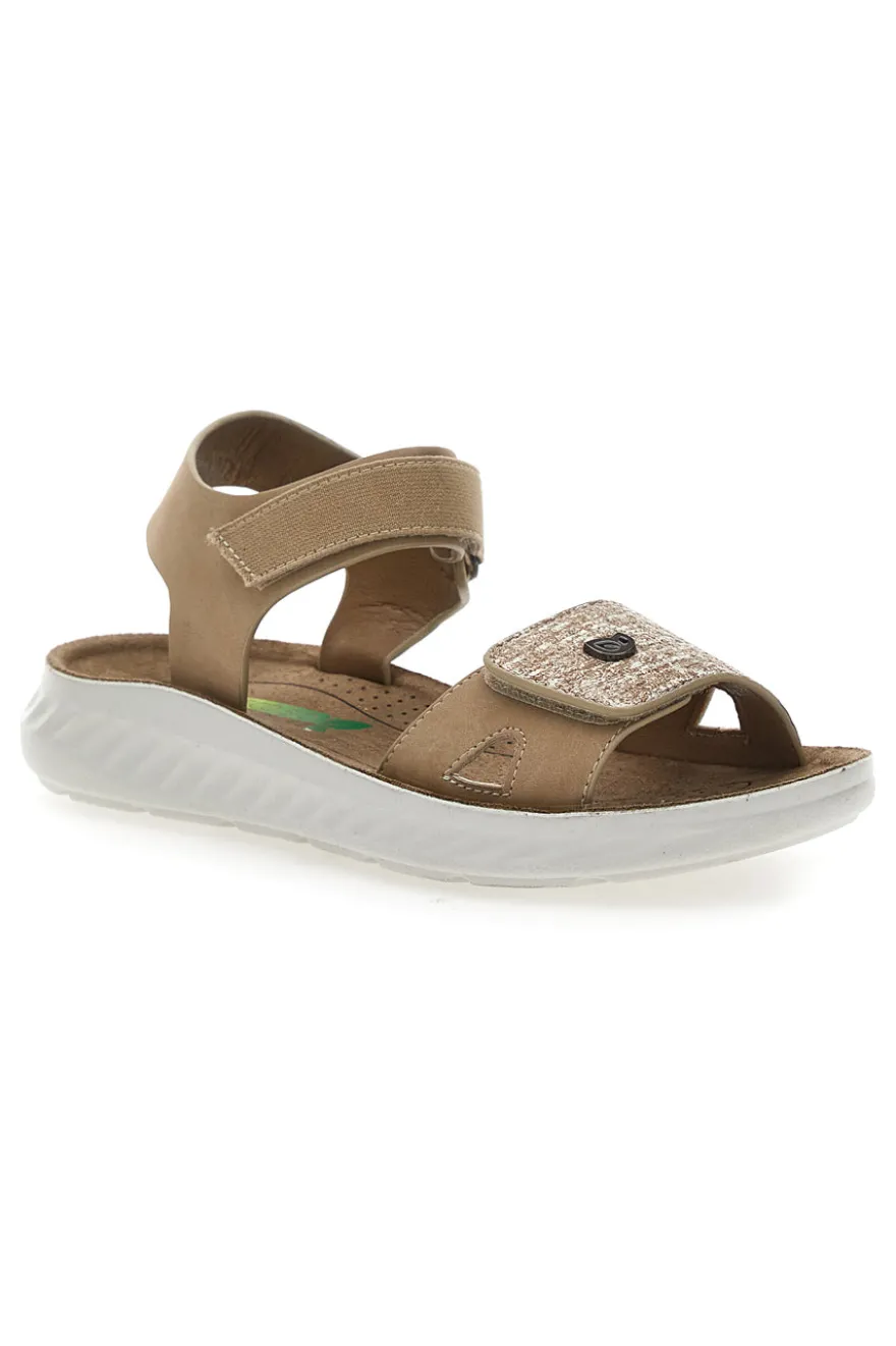 Sandali con Chiusura in Velcro Beige Eco Bio J533338