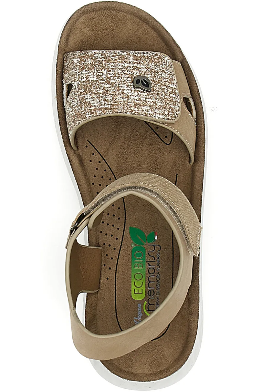 Sandali con Chiusura in Velcro Beige Eco Bio J533338