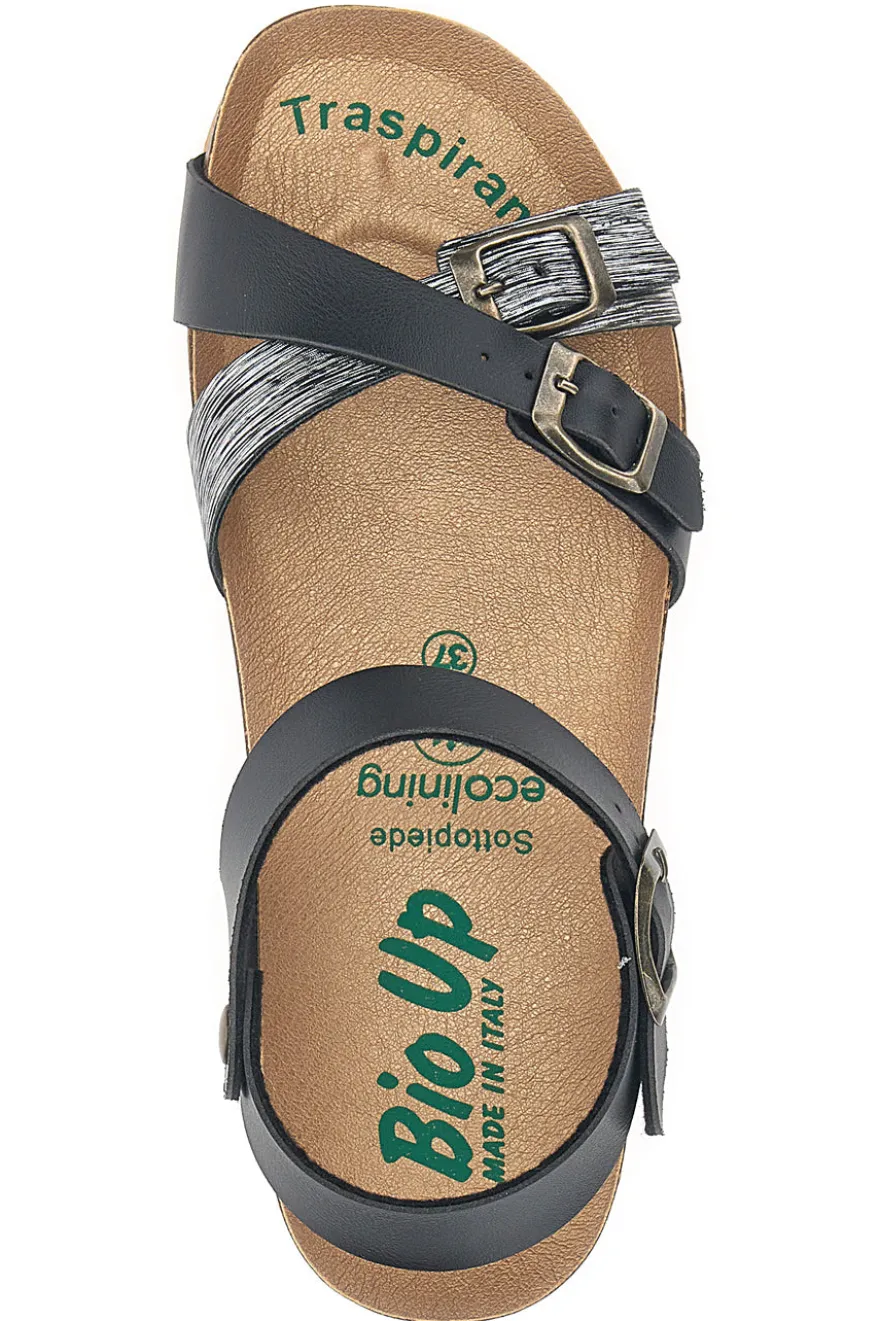 Sandali con Fibbie Neri Bio Up 22310