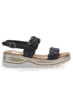 Sandali con Platform Nere Vera Pelle Pittarello Elite 81436