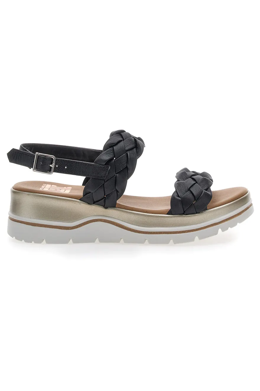 Sandali con Platform Nere Vera Pelle Pittarello Elite 81436