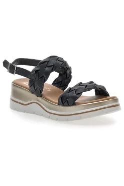 Sandali con Platform Nere Vera Pelle Pittarello Elite 81436