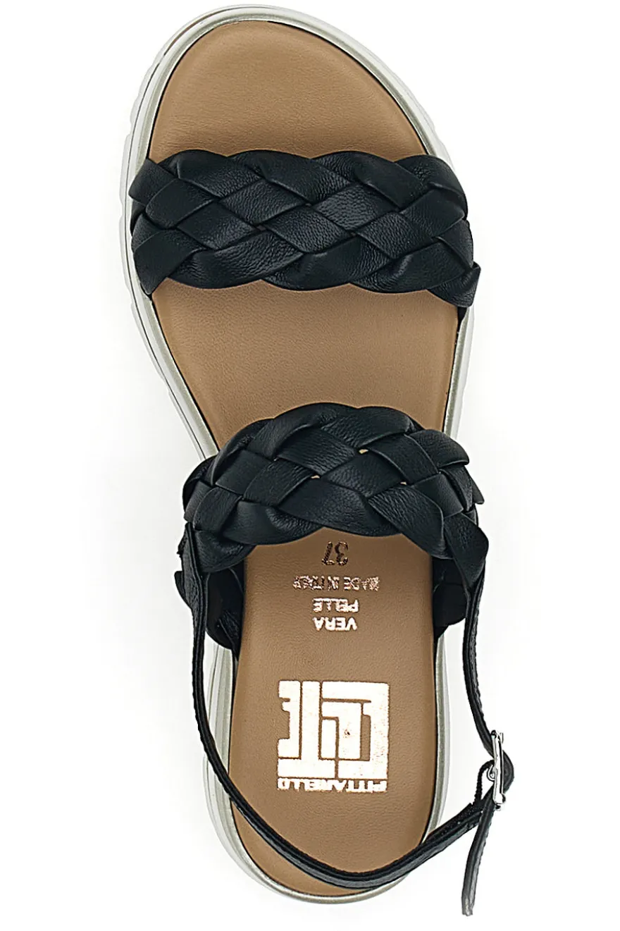 Sandali con Platform Nere Vera Pelle Pittarello Elite 81436