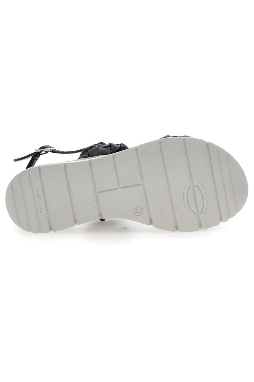 Sandali con Platform Nere Vera Pelle Pittarello Elite 81436