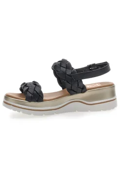 Sandali con Platform Nere Vera Pelle Pittarello Elite 81436