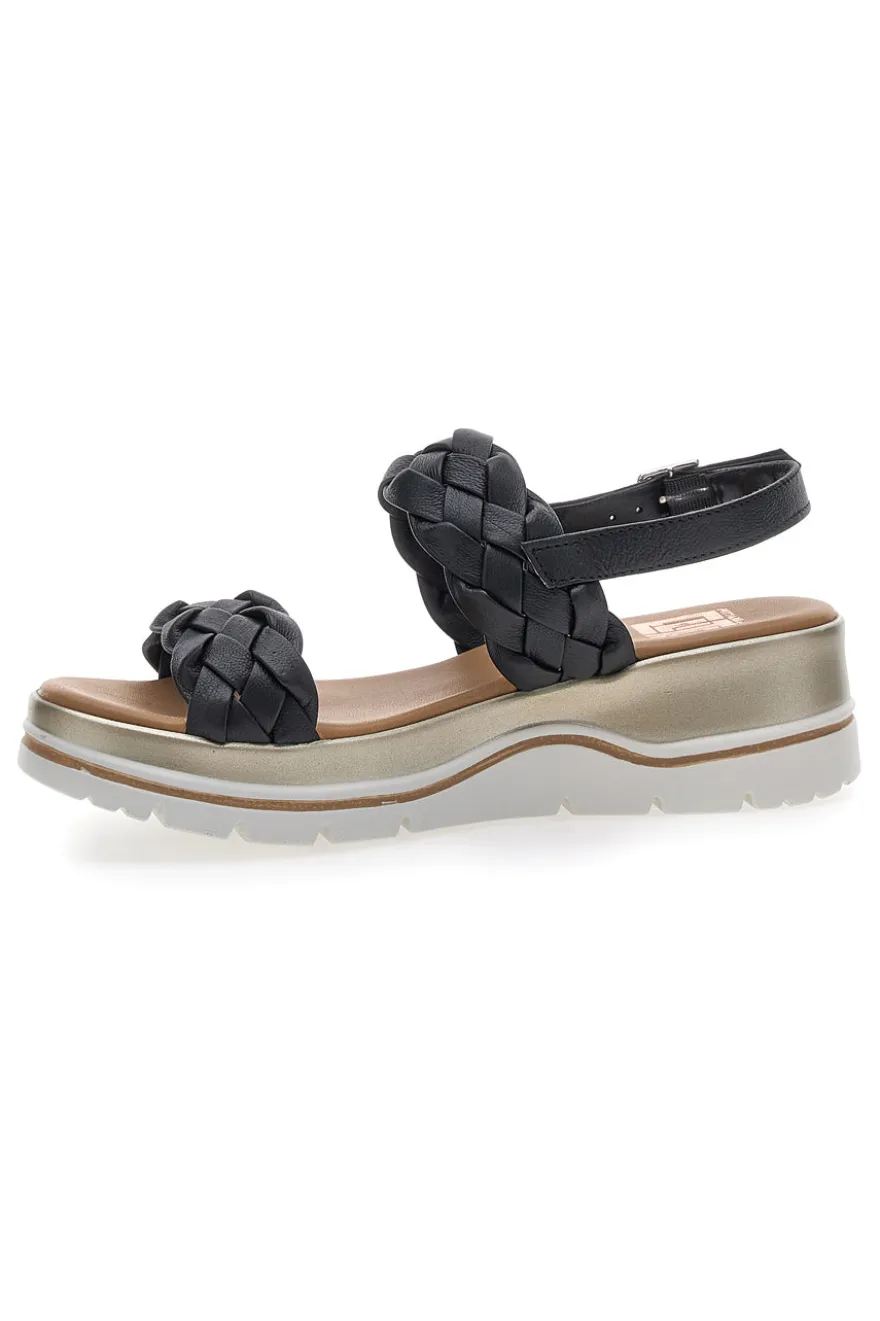 Sandali con Platform Nere Vera Pelle Pittarello Elite 81436