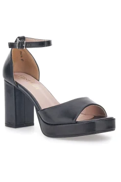 Sandali con tacco a Blocco Neri First Lady 414