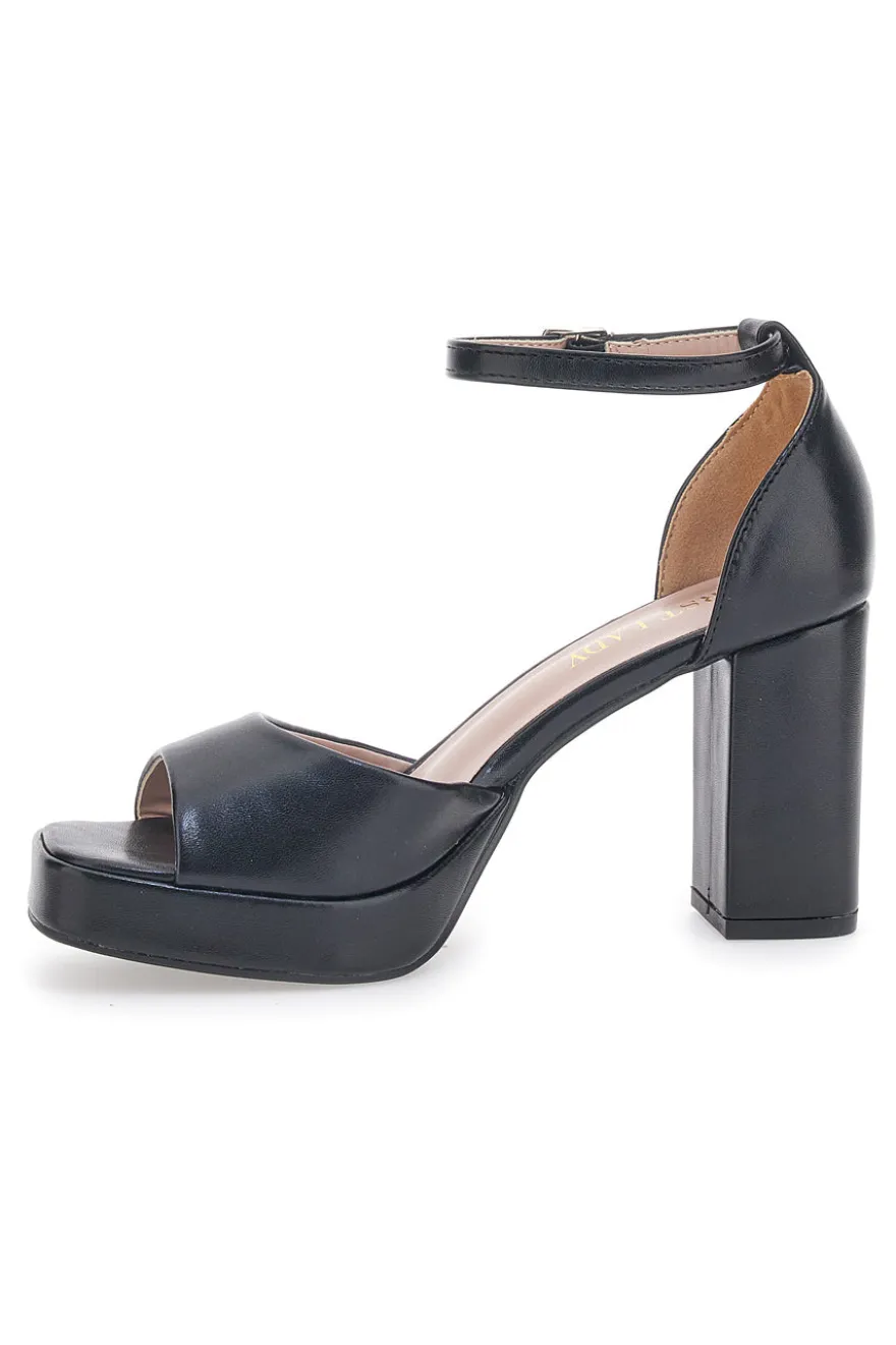 Sandali con tacco a Blocco Neri First Lady 414