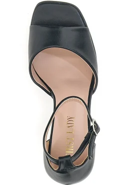 Sandali con tacco a Blocco Neri First Lady 414