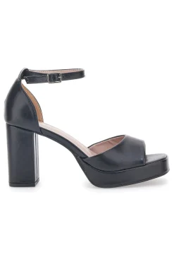 Sandali con tacco a Blocco Neri First Lady 414