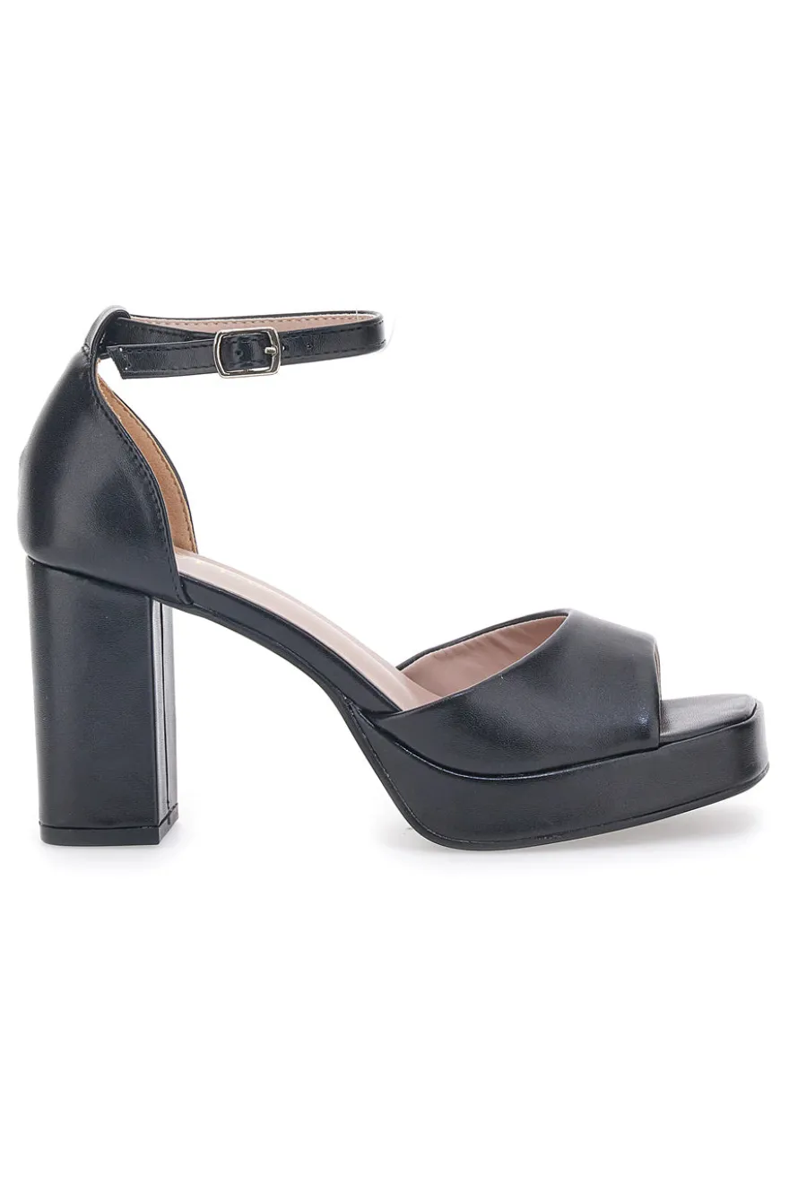Sandali con tacco a Blocco Neri First Lady 414