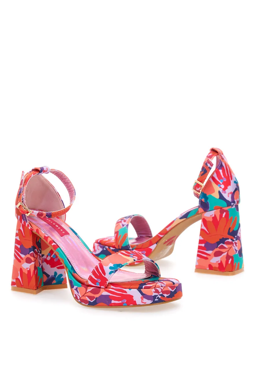 Sandali con Tacco a Blocco e Fiori Bettyflowers 201