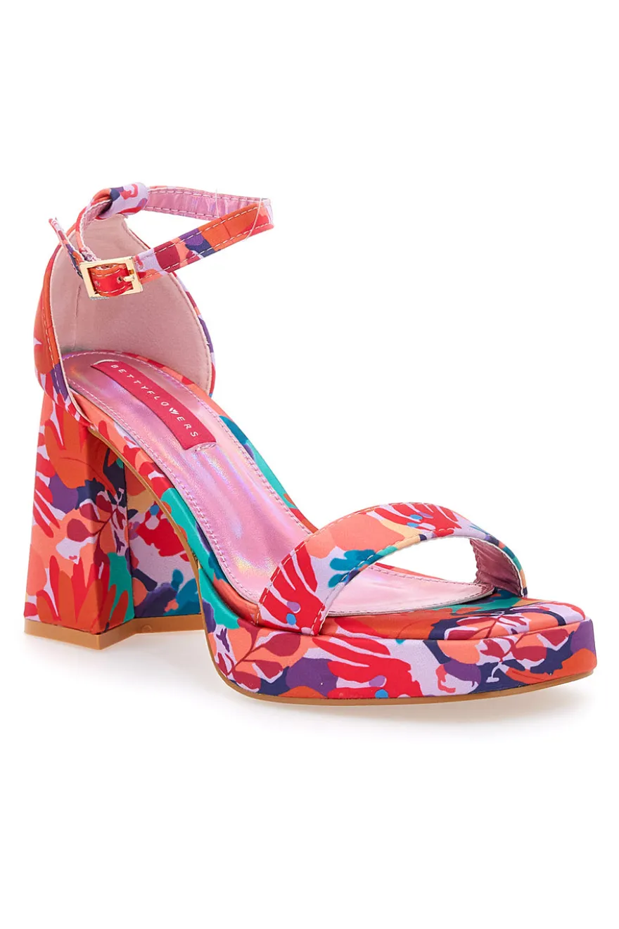 Sandali con Tacco a Blocco e Fiori Bettyflowers 201