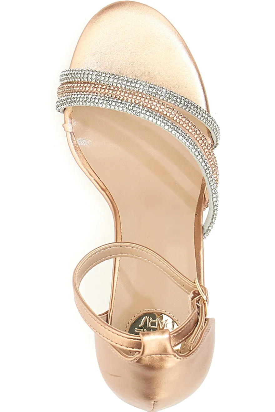 Sandali con tacco dorati e strass LE HAVRE PARIS 233