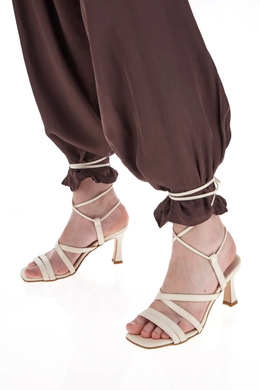 Sandali con Tacco Lace-Up Panna Pittarello Glam 3615