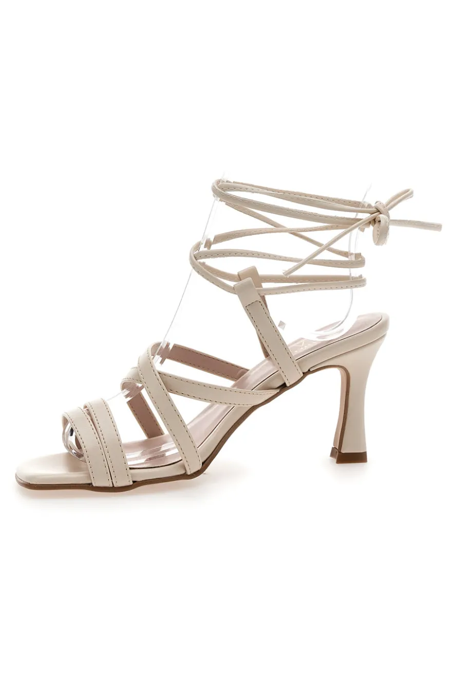 Sandali con Tacco Lace-Up Panna Pittarello Glam 3615