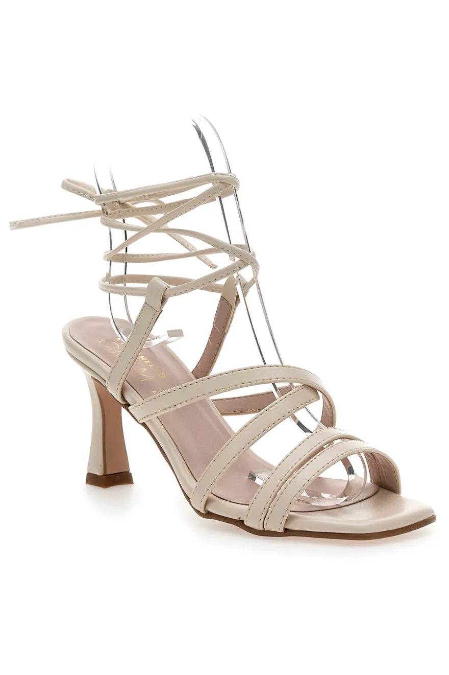 Sandali con Tacco Lace-Up Panna Pittarello Glam 3615