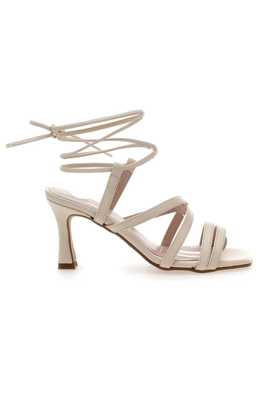 Sandali con Tacco Lace-Up Panna Pittarello Glam 3615