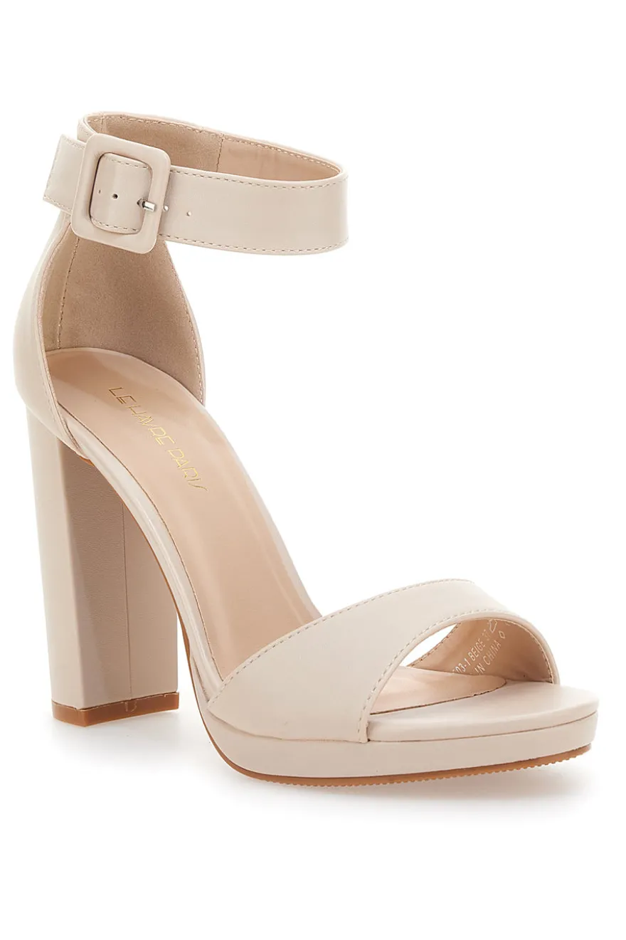 Sandali con Tacco Nude e Cinturino Le Havre Paris 6031