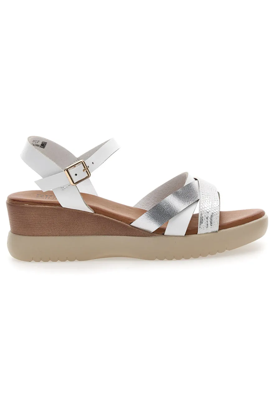 Sandali con zeppa bassa e fasce Bianchi incrociati PITTARELLO SUN FW10172