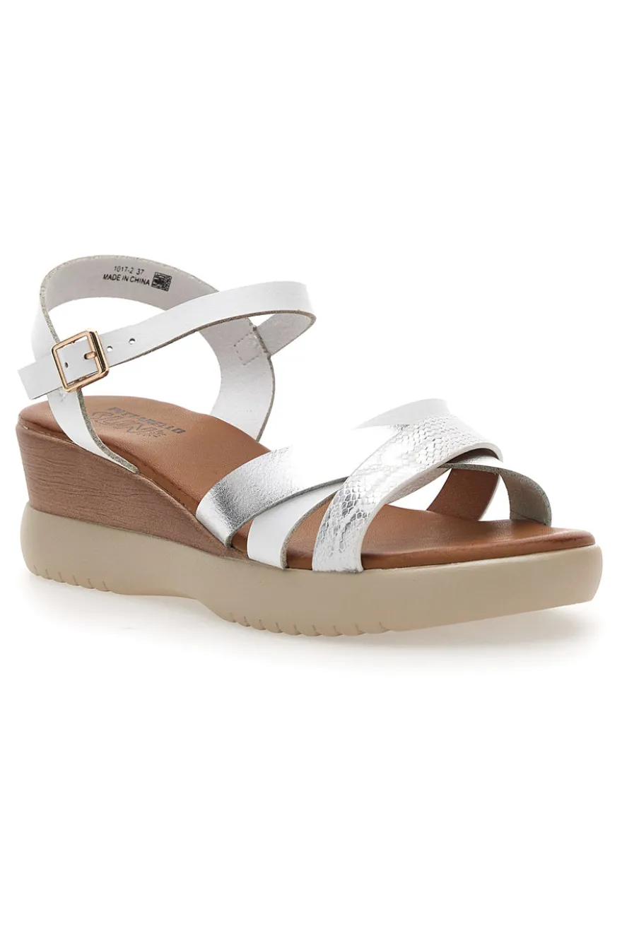 Sandali con zeppa bassa e fasce Bianchi incrociati PITTARELLO SUN FW10172