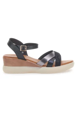 Sandali con zeppa bassa e fasce nere incrociate PITTARELLO SUN FW10172