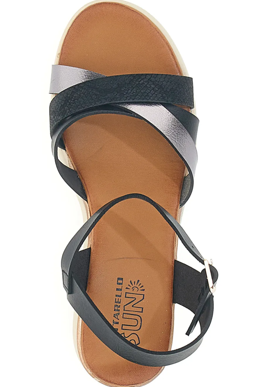 Sandali con zeppa bassa e fasce nere incrociate PITTARELLO SUN FW10172