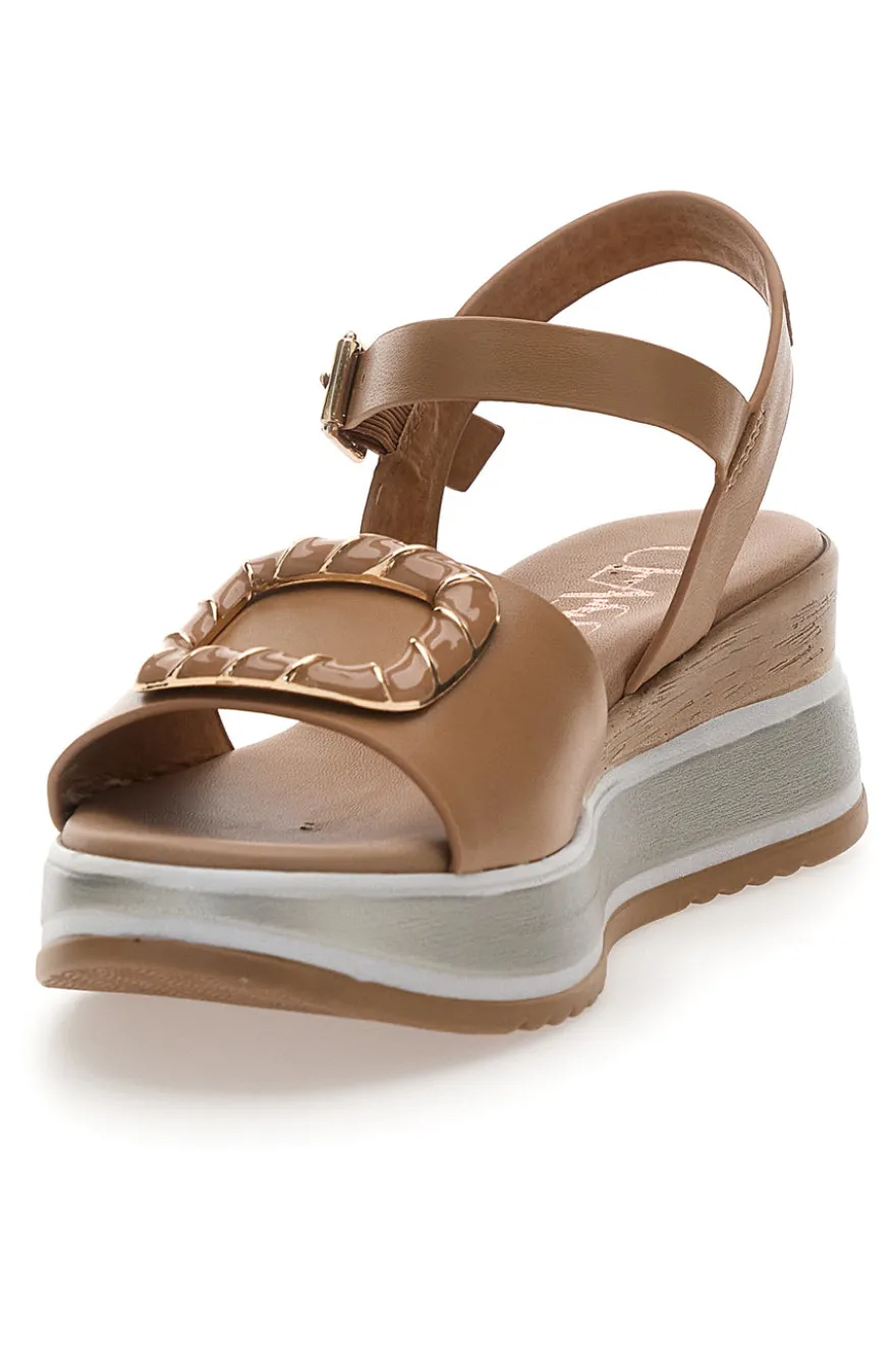 Sandali con zeppa camel Pittarello Class 19236