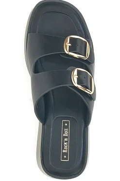 Sandali con zeppa neri con doppia fibbia oro Rock'n Doll 3T848223