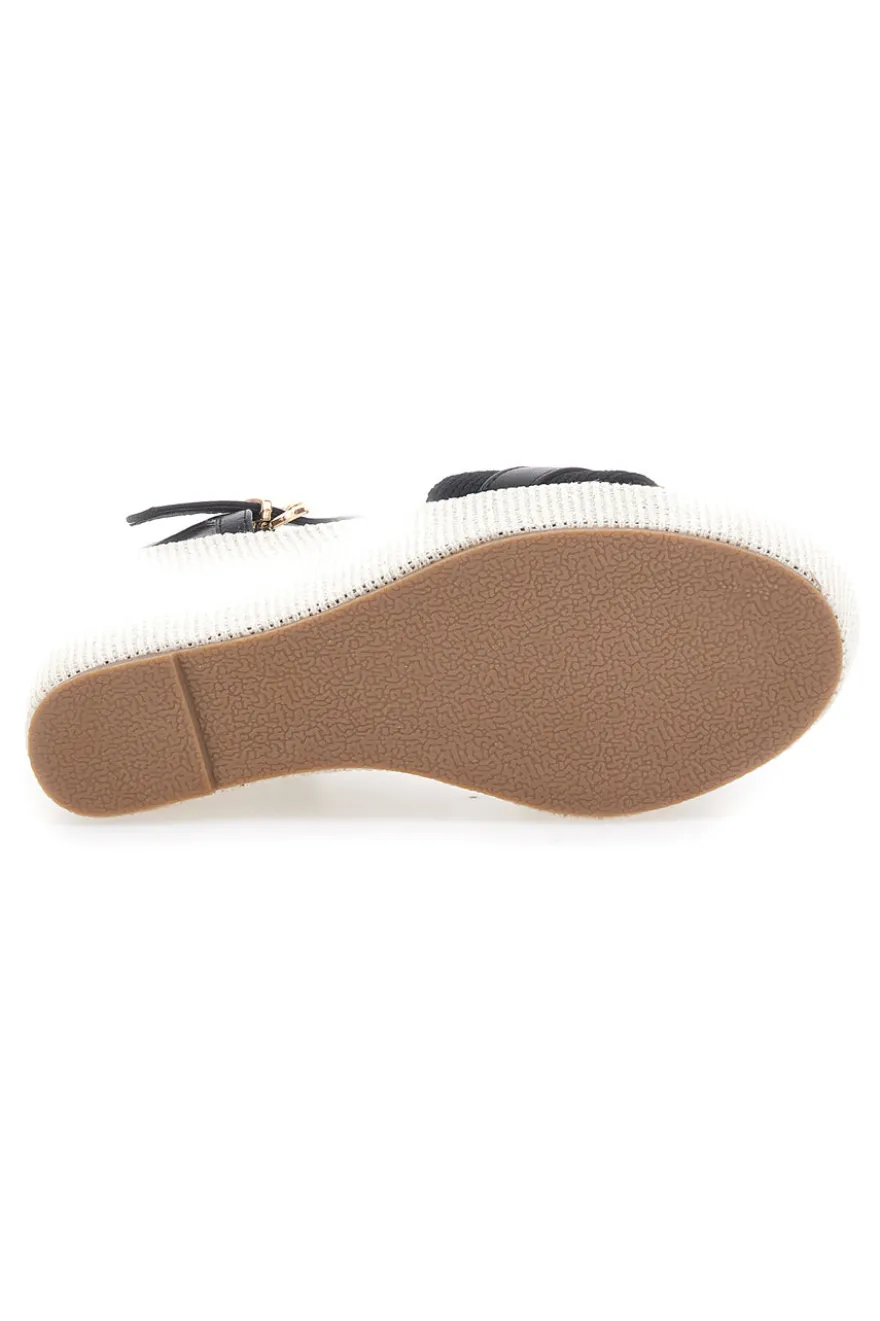 Sandali con zeppa neri con dettagli oro Energy E6000