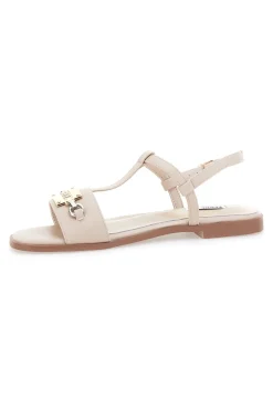 Sandali Crema Flat con Dettaglio Catena Ferre' F251
