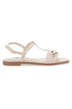 Sandali Crema Flat con Dettaglio Catena Ferre' F251
